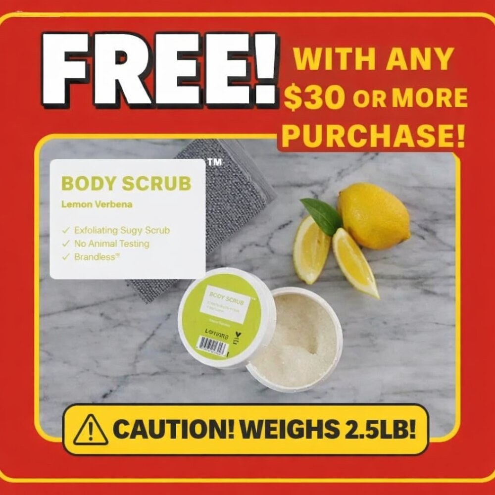 Case of 6 Brandless Salt and Sugar Exfoliating Body Scrub Lemon Verbena 8oz
